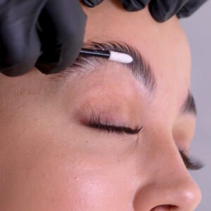 close up of an eyebrow during a brow lamination appointment